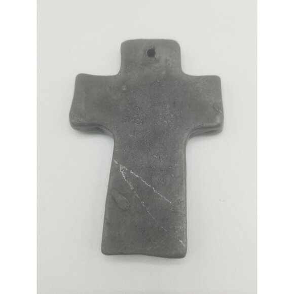 Dona Rosa Oaxaca Barro Negro Pottery Cross Small Wall Hanging Etched Carved Rare - Picture 7 of 7